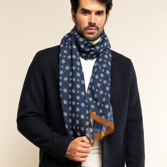 Andrea (blue) - soft and lightweight Italian scarf from 100% wool - Fratelli Orsini - Luxury Italian Scarf - Handmade in Italy - 9