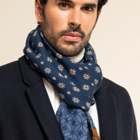 Andrea (blue) - soft and lightweight Italian scarf from 100% wool - Fratelli Orsini - Luxury Italian Scarf - Handmade in Italy - 10