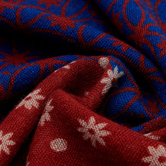 Andrea (red/blue) - soft and lightweight Italian scarf from 100% wool - Fratelli Orsini - Luxury Italian Scarf - Handmade in Italy - 5