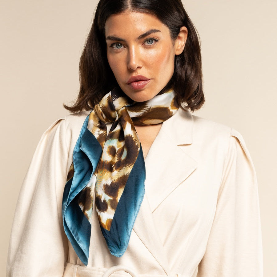 Bruna (blue)- soft and lightweight Italian foulard from pure silk - Fratelli Orsini - Luxury Italian Scarf - Handmade in Italy - 1