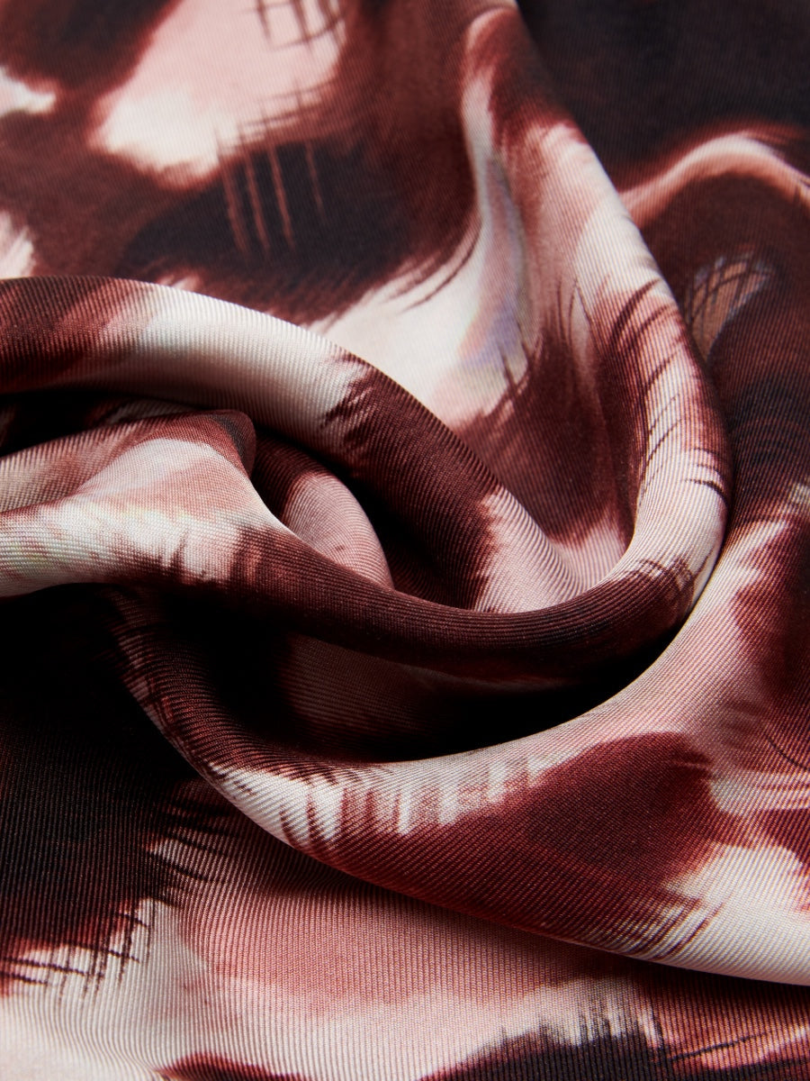 Bruna (brown/orange)- soft and lightweight Italian foulard from pure silk - Fratelli Orsini - Luxury Italian Scarf - Handmade in Italy - 4