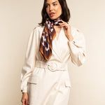 Bruna (brown/orange)- soft and lightweight Italian foulard from pure silk - Fratelli Orsini - Luxury Italian Scarf - Handmade in Italy - 7
