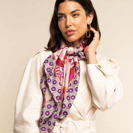 Bruna (pink)- soft and lightweight Italian foulard from pure silk - Fratelli Orsini - Luxury Italian Scarf - Handmade in Italy - 1 
