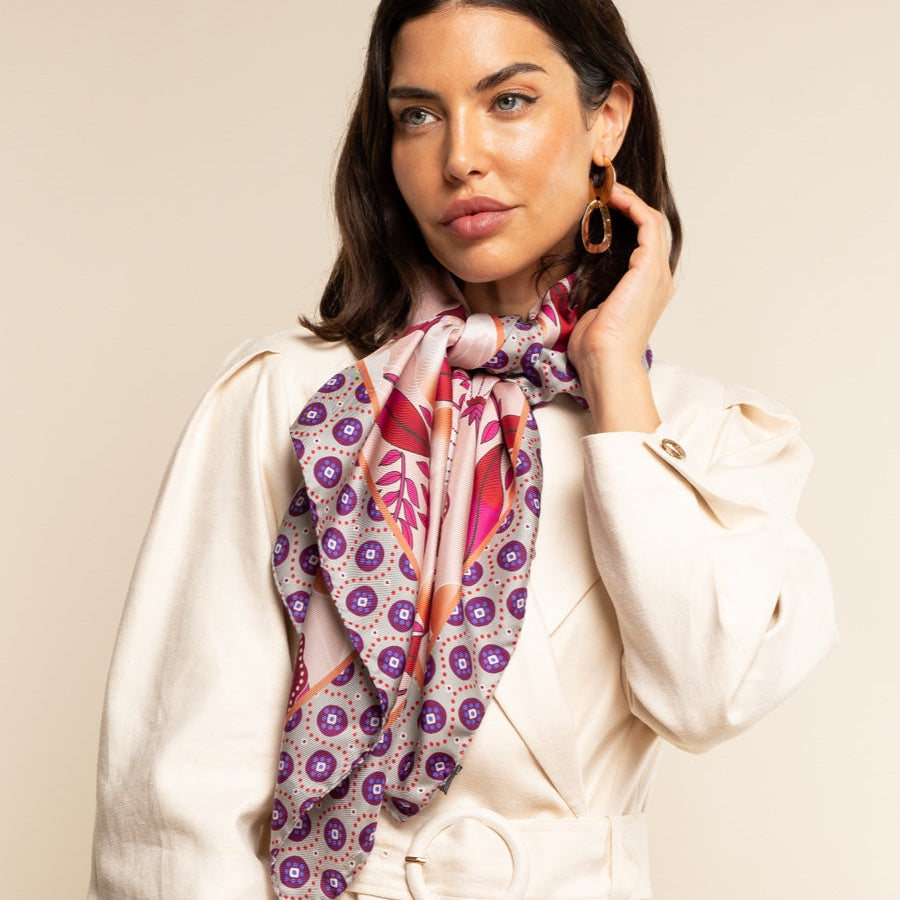 Bruna (pink)- soft and lightweight Italian foulard from pure silk - Fratelli Orsini - Luxury Italian Scarf - Handmade in Italy - 1 