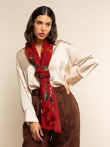 Evelina (red) - soft and lightweight Italian scarf from premium wool