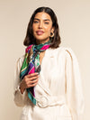 Italian Silk Foulard Women Fiorella (green) – Fratelli Orsini® - Luxury Leather Gloves - Made in Italy - 1