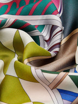 Fiorella (green) - soft and lightweight Italian foulard from pure silk