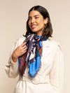Giorgia (blue/red) - soft and lightweight Italian foulard from pure silk - Fratelli Orsini - Luxury Italian Scarf - Handmade in Italy - 1  