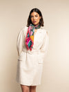 Giorgia (green/pink) - soft and lightweight Italian foulard from pure silk  - Fratelli Orsini - Luxury Italian Scarf - Handmade in Italy - 11