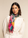 Giorgia (green/pink) - soft and lightweight Italian foulard from pure silk  - Fratelli Orsini - Luxury Italian Scarf - Handmade in Italy - 1  