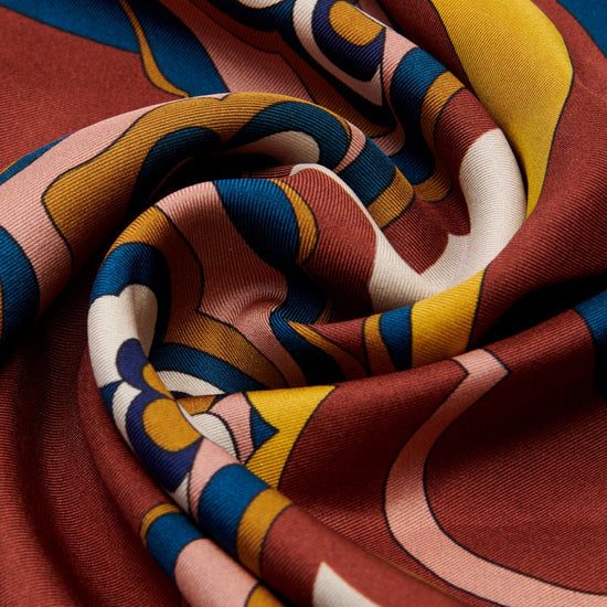 Giorgia (blue/red) - soft and lightweight Italian foulard from pure silk - Fratelli Orsini - Luxury Italian Scarf - Handmade in Italy - 5