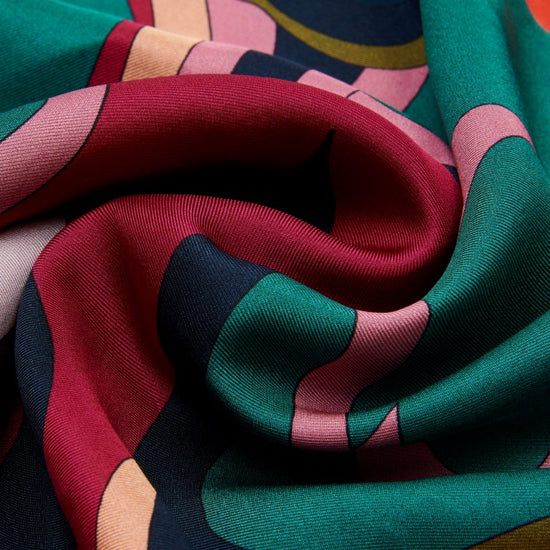 Giorgia (green/pink) - soft and lightweight Italian foulard from pure silk  - Fratelli Orsini - Luxury Italian Scarf - Handmade in Italy - 5