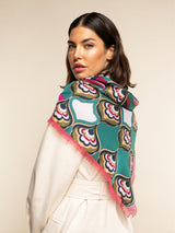Giorgia (green/pink) - soft and lightweight Italian foulard from pure silk