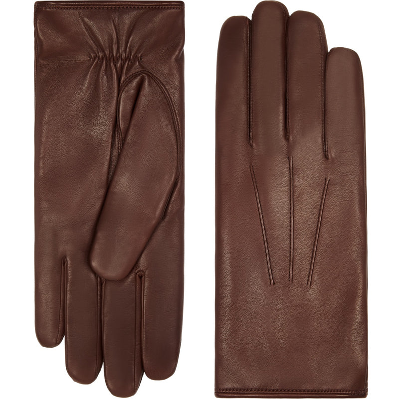 Francesca (brown) - lambskin leather gloves with white fur lining