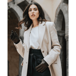Francesca (brown) - Italian lambskin leather gloves with brown rabbit fur lining - Fratelli Orsini - Luxury Leather Gloves - Handmade in Italy - 9