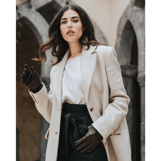 Francesca (brown) - Italian lambskin leather gloves with brown rabbit fur lining - Fratelli Orsini - Luxury Leather Gloves - Handmade in Italy - 9