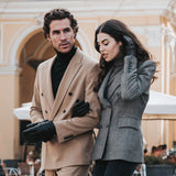 Francesca (black) - Italian lambskin leather gloves with brown rabbit fur lining - Fratelli Orsini - Luxury Leather Gloves - Handmade in Italy - 9