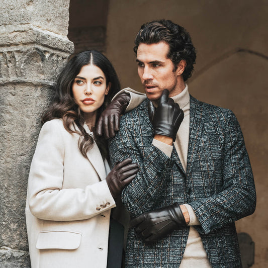 Francesca (brown) - Italian lambskin leather gloves with white rabbit fur lining - Fratelli Orsini - Luxury Leather Gloves - Handmade in Italy - 8