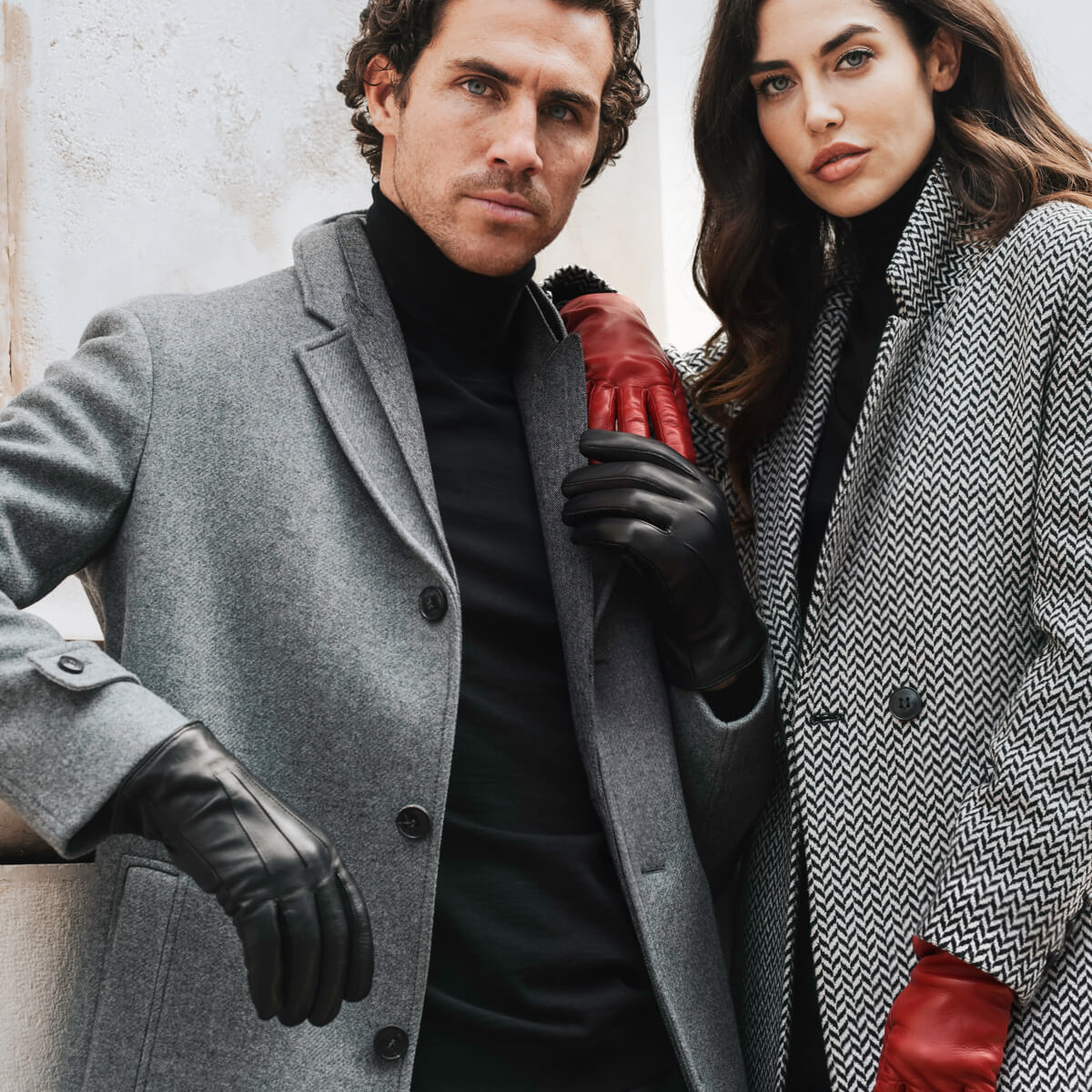 Marco (black) - Italian lambskin leather gloves with brown rabbit fur lining - Fratelli Orsini - Luxury Leather Gloves - Handmade in Italy - 10