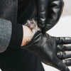 Marco (black) - Italian lambskin leather gloves with brown rabbit fur lining - Fratelli Orsini - Luxury Leather Gloves - Handmade in Italy - 6