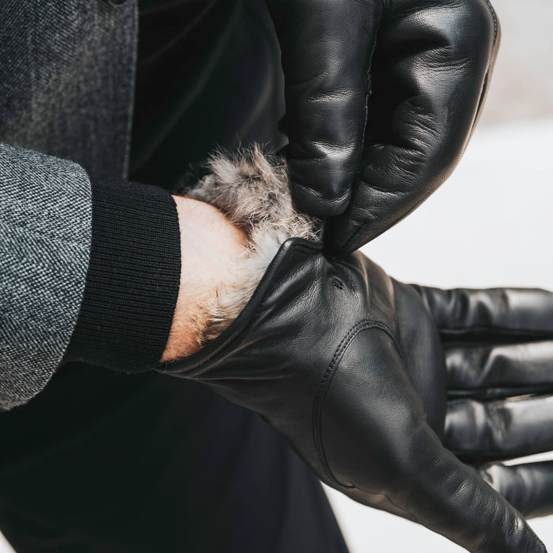 Leather Gloves Black - Natural Fur - Handmade in Italy – Luxury Leather Gloves – Handmade in Italy – Fratelli Orsini® - 6