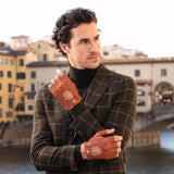 Fingerless Driving Gloves Men Deerskin Brown – Luxury Leather Gloves – Handmade in Italy – Fratelli Orsini® - 3