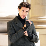 Vincenzo (black) - fingerless Italian driving gloves made of American deerskin leather - Fratelli Orsini - Luxury Driving Gloves - Handmade in Italy - 6