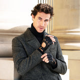 Vincenzo (black) - fingerless Italian driving gloves made of American deerskin leather - Fratelli Orsini - Luxury Driving Gloves - Handmade in Italy - 6