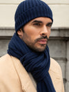 Milano (navy blue) - 100% cashmere ribbed beanie (unisex)- Fratelli Orsini - Luxury Beanie - Handmade in Italy -   8