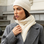 Milano (cream) - 100% cashmere ribbed beanie (unisex)  Fratelli Orsini - Luxury Beanie - Handmade in Italy - 9