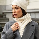 Milano (cream) - 100% cashmere ribbed beanie (unisex)  Fratelli Orsini - Luxury Beanie - Handmade in Italy - 9