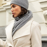 Milano (light grey) - 100% cashmere ribbed beanie (unisex)- Fratelli Orsini - Luxury Beanie - Handmade in Italy -   6