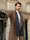 Riccardo (blue & brown) - 100% cashmere scarf with pattern - Fratelli Orsini - Luxury Cashmere Scarf - Handmade in Italy - 2