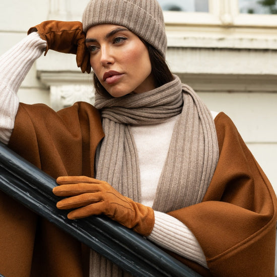 Napoli (brown) - 100% cashmere ribbed scarf (unisex) - Fratelli Orsini - Luxury Cashmere Scarf - Handmade in Italy - 8