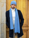Napoli (light blue) - 100% cashmere ribbed scarf (unisex) - Fratelli Orsini - Luxury Cashmere Scarf - Handmade in Italy - 14