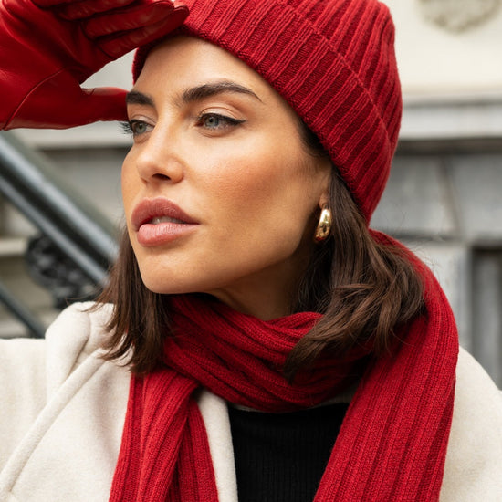 Milano (red) - 100% cashmere ribbed beanie (unisex) - Fratelli Orsini - Luxury Beanie - Handmade in Italy - 11