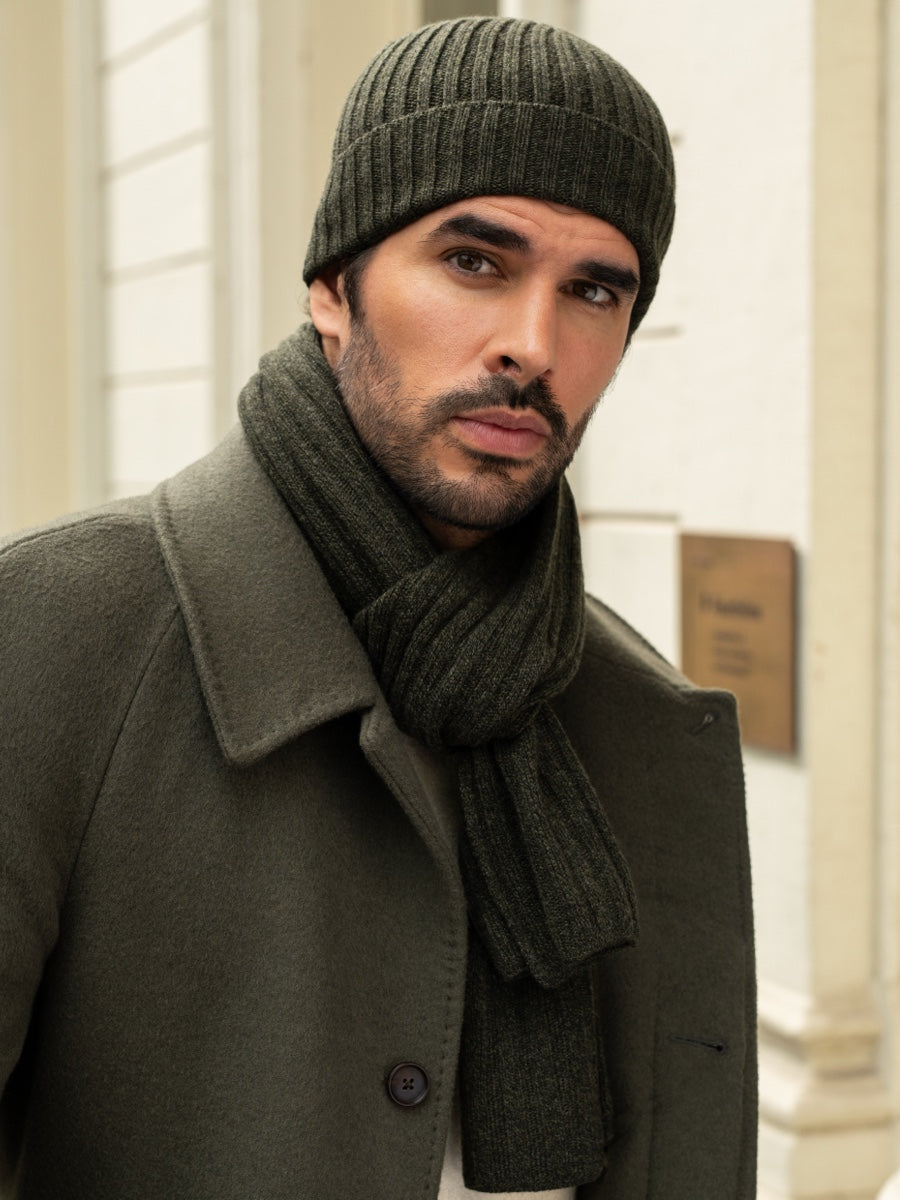 Milano (dark green) - 100% cashmere ribbed beanie (unisex)- Fratelli Orsini - Luxury Beanie - Handmade in Italy -  12