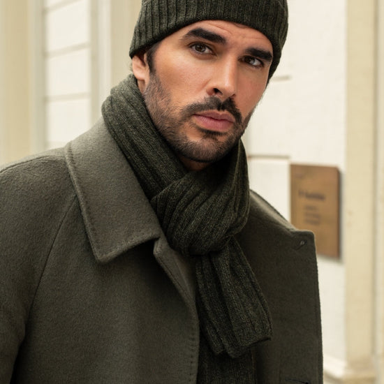Milano (dark green) - 100% cashmere ribbed beanie (unisex)- Fratelli Orsini - Luxury Beanie - Handmade in Italy -  12