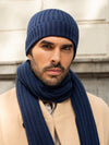 Napoli (navy blue) - 100% cashmere ribbed scarf (unisex) - Fratelli Orsini - Luxury Cashmere Scarf - Handmade in Italy - 13