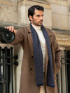 Riccardo (blue & brown) - 100% cashmere scarf with pattern - Fratelli Orsini - Luxury Cashmere Scarf - Handmade in Italy - 6