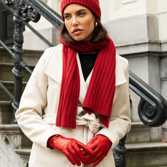 Napoli (red) - 100% cashmere ribbed scarf (unisex) - Fratelli Orsini - Luxury Cashmere Scarf - Handmade in Italy - 9