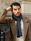 Riccardo (blue & brown) - 100% cashmere scarf with pattern - Fratelli Orsini - Luxury Cashmere Scarf - Handmade in Italy - 9