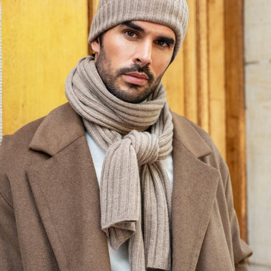 Milano (brown) - 100% cashmere ribbed beanie (unisex)- Fratelli Orsini - Luxury Beanie - Handmade in Italy - 8