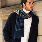 Italian Scarf Wool Men Edoardo (blue) – Fratelli Orsini® - Luxury Leather Gloves - Made in Italy - 6