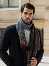 Federico (red/blue) - warm and soft Italian scarf from wool blend