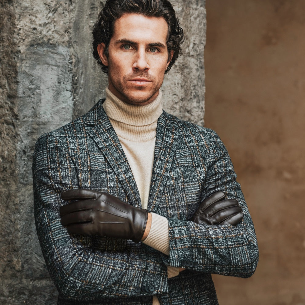 Giovanni (brown) - classic Italian lambskin leather gloves with cashmere lining - Fratelli Orsini - Luxury Leather Gloves - Handmade in Italy - 7