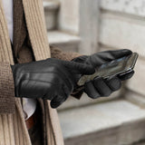 Giovanni (black) - lambskin leather gloves with cashmere lining & touchscreen