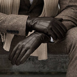 Giovanni (brown) - lambskin leather gloves with cashmere lining