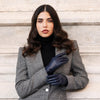 Isabella (navy) - Italian lambskin leather gloves with cashmere lining- Fratelli Orsini - Luxury Leather Gloves - Handmade in Italy - 4