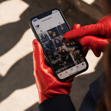 Touchscreen Red Leather Gloves Women Isabella – Fratelli Orsini® - Luxury Leather Gloves - Made in Italy - 5